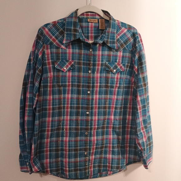 Wrangler Tops - Wrangler Pearl Snap  Western Shirt Women's Size L